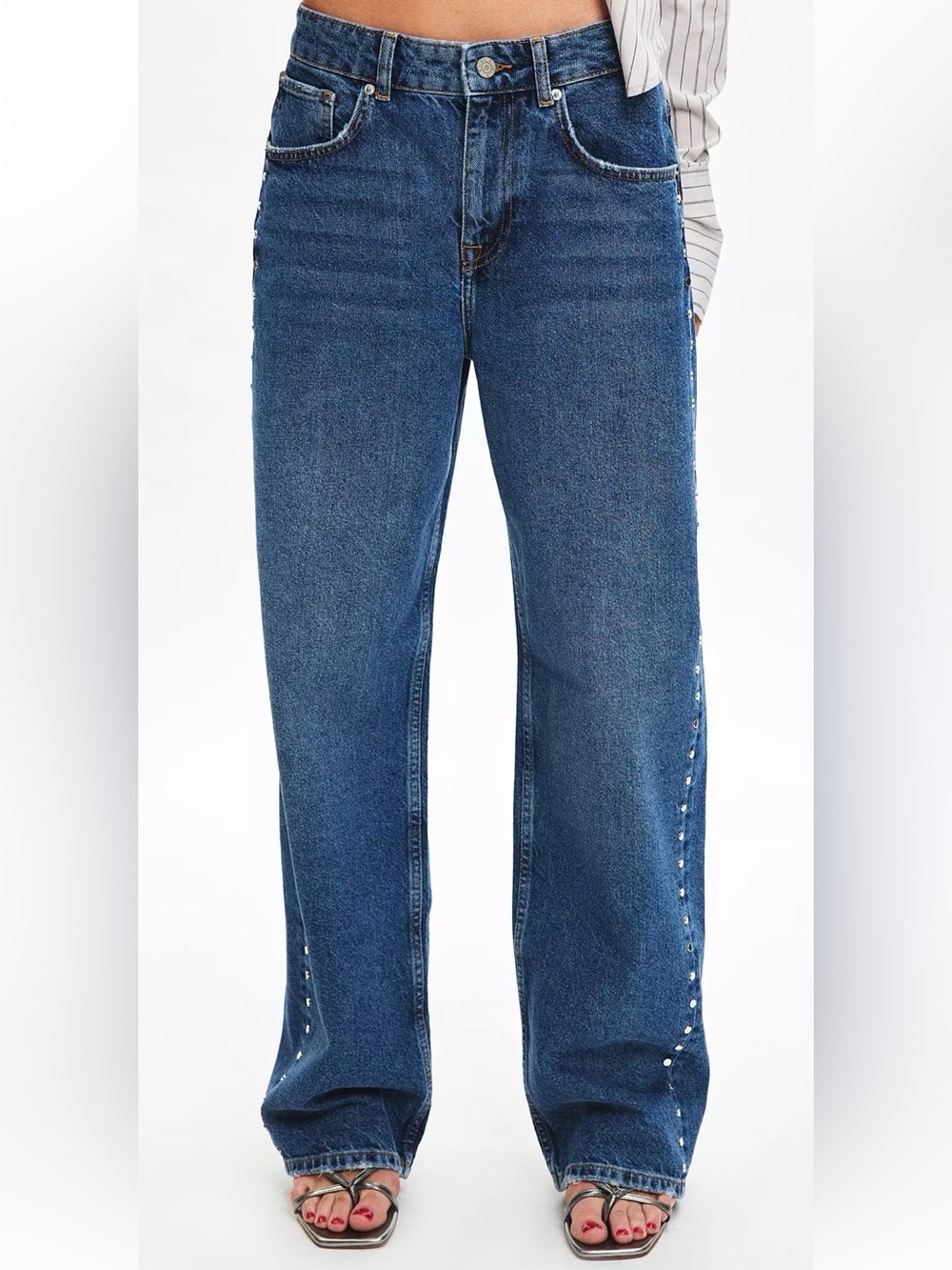 BDG Sutton Studded Straight Wide-Leg Jeans